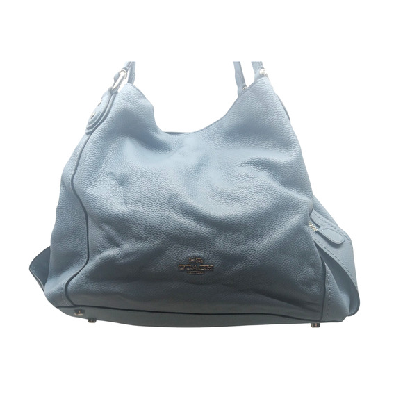 Coach 57125 Edie Turnlock Chambray Blue Triple Compartment Shoulder Bag - Picture 3 of 16